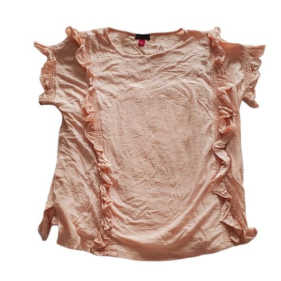 Vince Camuto Peach Ruffle T-shirt - Picture 2 of 9